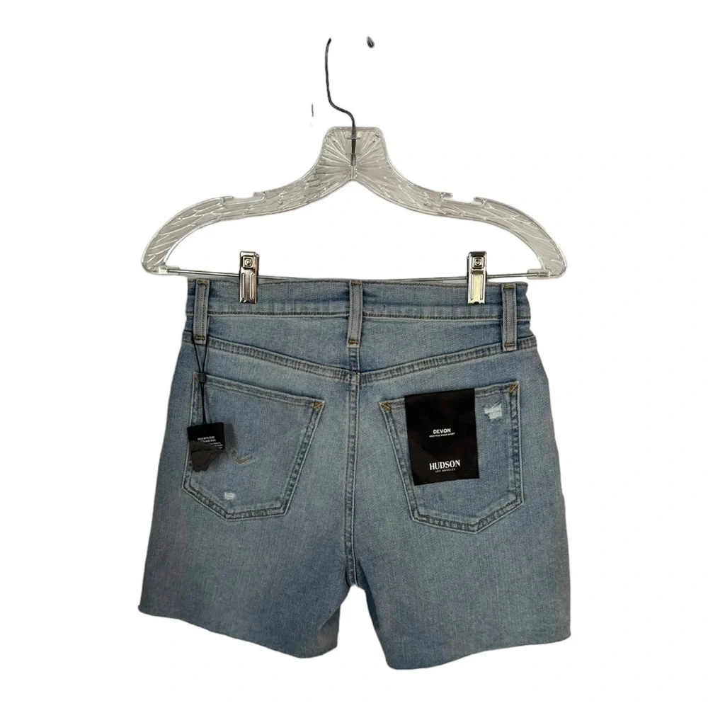 Hudson Jeans Devon High-Rise Distressed Biker Shorts in‎ Lift Me Up Size 24 New